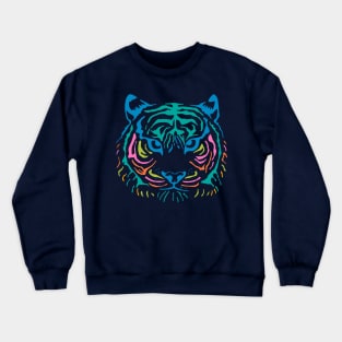 TIGER'S EYE Staring Wild Big Cat Tiger Face Head in Rainbow Colours - UnBlink Studio by Jackie Tahara Crewneck Sweatshirt